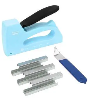 Light Duty Staple Gun with 2100 Staples and Staple Remover | 1/4, 5/16, 3/8 Inch, Blue, Stapler Gun for Wood, Upholstery, Fabric, Crafts, DIY and Decoration Light Duty Staple Gun with 2100 Staples and Staple Remover | 1/4, 5/16, 3/8 Inch, Blue, Stapler Gun for Wood, Upholstery, Fabric, Crafts, DIY and Decoration