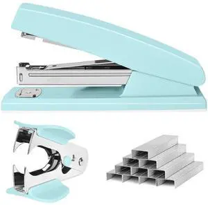 Stapler 25 Sheet Capacity with 1000 Staples and Staple Remover, Blue | Staplers for Desk, Non-Slip Office Stapler with Staples Stapler 25 Sheet Capacity with 1000 Staples and Staple Remover, Blue | Staplers for Desk, Non-Slip Office Stapler with Staples