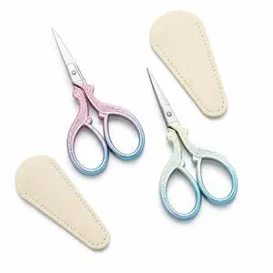 2 Pack Embroidery Scissors with Covers, Small Needlepoint Scissors (Style1) | Sharp stainless steel blades, leather sheath cover, mini sewing shears for embroidery, cross stitch 2 Pack Embroidery Scissors with Covers, Small Needlepoint Scissors (Style1) | Sharp stainless steel blades, leather sheath cover, mini sewing shears for embroidery, cross stitch