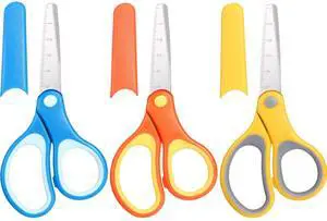 3 Pieces Kids Scissors Blunt Tip 6" Small Stainless Safety Scissors with Cover for Toddler Preschool Age 4-7 8 9 Children Teacher School Craft Christian Supplies 3 Pieces Kids Scissors Blunt Tip 6" Small Stainless Safety Scissors with Cover for Toddler Preschool Age 4-7 8 9 Children Teacher School Craft Christian Supplies