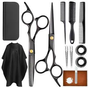 Hair Cutting Scissors Shears Kits, Professional Haircut Scissors Set with Thinning Shears, Stainless Steel Barber Scissors for Men, Women, Kids, Salon & Home Use Hair Cutting Scissors Shears Kits, Professional Haircut Scissors Set with Thinning Shears, Stainless Steel Barber Scissors for Men, Women, Kids, Salon & Home Use
