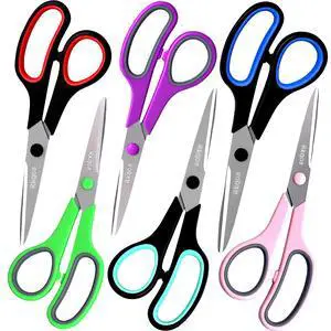Scissors, 6 Pack 8" All Purpose Stainless Steel Scissor for Everyday use | Comfort-Grip Sharp Scissor for Office School Classroom Craft Sewing Supplies, High/Middle Student Teacher, Right/Left Handle Scissors, 6 Pack 8" All Purpose Stainless Steel Scissor for Everyday use | Comfort-Grip Sharp Scissor for Office School Classroom Craft Sewing Supplies, High/Middle Student Teacher, Right/Left Handle