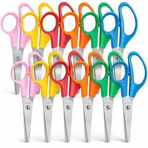 12 Pack Kids Scissors, 5 Inch Bulk Scissors for School, Blunt Tip for Child Student Teacher, School Supplies Craft Cutting Paper, Kids Safety for Preschool Classroom Office Home 12 Pack Kids Scissors, 5 Inch Bulk Scissors for School, Blunt Tip for Child Student Teacher, School Supplies Craft Cutting Paper, Kids Safety for Preschool Classroom Office Home