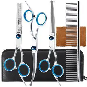 5 in 1 Premium Dog Grooming Scissors, Professional Dog Scissors for Grooming with Safety Round Tips, Stainless Steel Thinning Shears, Pet Cat Shears for Grooming Kit 5 in 1 Premium Dog Grooming Scissors, Professional Dog Scissors for Grooming with Safety Round Tips, Stainless Steel Thinning Shears, Pet Cat Shears for Grooming Kit