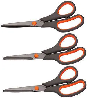 3 Pack 8" Titanium All Purpose Comfort-Grip Sharp Scissors for Everyday Use | Comfort-Grip Sharp Scissor for Office School Classroom Craft Sewing Supplies, High/Middle Student Teacher 3 Pack 8" Titanium All Purpose Comfort-Grip Sharp Scissors for Everyday Use | Comfort-Grip Sharp Scissor for Office School Classroom Craft Sewing Supplies, High/Middle Student Teacher