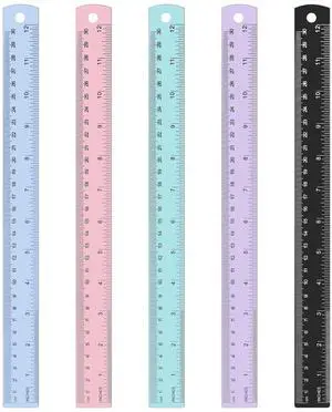 5 Pack Metal Ruler 12 Inch, Stainless Steel Ruler Kit with Centimeters, Millimeters, Inches and Conversion Table for Office and School, Easy to Read Metric Rule Set 5 Pack Metal Ruler 12 Inch, Stainless Steel Ruler Kit with Centimeters, Millimeters, Inches and Conversion Table for Office and School, Easy to Read Metric Rule Set