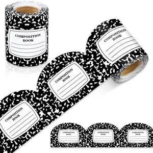 Composition Notebook Bulletin Board Border Back to School Black White Composition Notebook Die-Cut Border Trim for First Day of School Home Office Classroom Chalkboard Wall Decoration, 32.8ft Composition Notebook Bulletin Board Border Back to School Black White Composition Notebook Die-Cut Border Trim for First Day of School Home Office Classroom Chalkboard Wall Decoration, 32.8ft