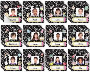 72Pcs Composition Notebook Photo Nameplates Self Adhesive Composition Name Labels Stickers Colorful Pencil Book Photo Name Tags for Desk Bins Cubbies Classroom Back to School Decorations 72Pcs Composition Notebook Photo Nameplates Self Adhesive Composition Name Labels Stickers Colorful Pencil Book Photo Name Tags for Desk Bins Cubbies Classroom Back to School Decorations