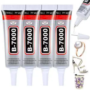 B7000 Glue Clear for Rhinestones, 4pcs 15mL Strong Adhesive B-7000 Jewelry Bead Gem Glue with Precision Tip, Quick Dry Bedazzling Adhesive for Jewelry Making Clothe Fabric Shoes DIY Crafts Nail Art B7000 Glue Clear for Rhinestones, 4pcs 15mL Strong Adhesive B-7000 Jewelry Bead Gem Glue with Precision Tip, Quick Dry Bedazzling Adhesive for Jewelry Making Clothe Fabric Shoes DIY Crafts Nail Art