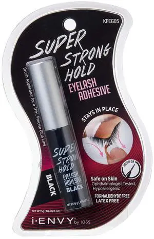 Super Strong Hold Eyelash Adhesive, Waterproof, 48-Hour Long-Lasting Lash Glue, Latex-Free, Hypoallergenic, Quick-Drying with Brush-On Applicator for Strip Lashes (Black, 1 Pack) Super Strong Hold Eyelash Adhesive, Waterproof, 48-Hour Long-Lasting Lash Glue, Latex-Free, Hypoallergenic, Quick-Drying with Brush-On Applicator for Strip Lashes (Black, 1 Pack)