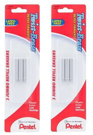 Refill Eraser for Pentel Twist-Erase Series Pencils, 6 Count Refill Eraser for Pentel Twist-Erase Series Pencils, 6 Count
