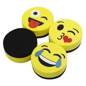 Magnetic Smiley Face Circular Whiteboard Eraser / 4 Pack of 2" Dry Erase Erasers Magnetic Smiley Face Circular Whiteboard Eraser / 4 Pack of 2" Dry Erase Erasers