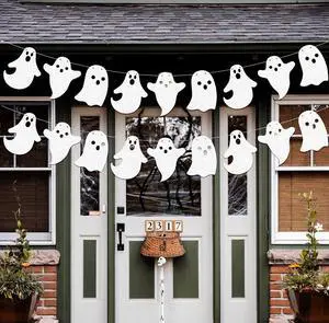 2 Pack Glittery Halloween Hanging Ghost Banners Halloween Party White Ghost Garland Party Banner for Haunted Houses Home Decorations Supplies White 2 Pack Glittery Halloween Hanging Ghost Banners Halloween Party White Ghost Garland Party Banner for Haunted Houses Home Decorations Supplies White