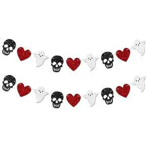 2pcs Skull Ghost Garland for Halloween Party Decorations, Black/Silver/Red Skeleton Garland for Halloween Gothic Birthday Party Decorations, No DIY. 2pcs Skull Ghost Garland for Halloween Party Decorations, Black/Silver/Red Skeleton Garland for Halloween Gothic Birthday Party Decorations, No DIY.