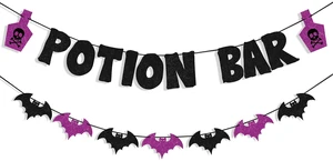 Potion Bar Banner Bat Garland Decor Halloween Party Decorations | Pre-Strung Halloween Sign, Hocus Pocus Party Decorations, Witches Party Supplies, Halloween Decor Potion Bar Banner Bat Garland Decor Halloween Party Decorations | Pre-Strung Halloween Sign, Hocus Pocus Party Decorations, Witches Party Supplies, Halloween Decor
