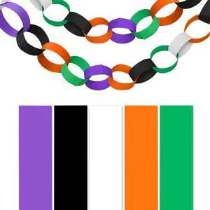 Halloween Colors Paper Chain Strips, Cardstock Craft Strips | 300pcs with Double Sided Tape, 1 x 8 Inch Paper Strips for Halloween Decorations, Classroom Crafts and DIY Projects Halloween Colors Paper Chain Strips, Cardstock Craft Strips | 300pcs with Double Sided Tape, 1 x 8 Inch Paper Strips for Halloween Decorations, Classroom Crafts and DIY Projects