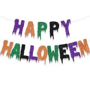 Happy Halloween Party Banner Orange Black Purple Green Blood Garlands Kids Halloween Haunted House Decoration Happy Halloween Party Banner Orange Black Purple Green Blood Garlands Kids Halloween Haunted House Decoration