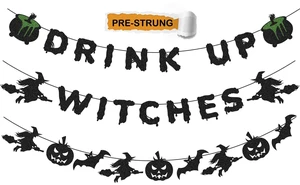 Halloween Decorations - Drink Up Witches Banner and Bat Garland with Witch, Pumpkin for Halloween Decor, Witch Hocus Pocus Decor Halloween Decorations - Drink Up Witches Banner and Bat Garland with Witch, Pumpkin for Halloween Decor, Witch Hocus Pocus Decor