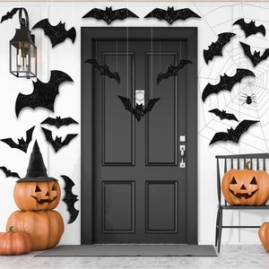 3D Halloween Hanging Bats Decoration,Large Glittery Bat Wall Decal Stickers for Halloween Party Decor Supply,36PCS 3D Halloween Hanging Bats Decoration,Large Glittery Bat Wall Decal Stickers for Halloween Party Decor Supply,36PCS