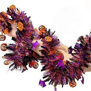 JXITON 33FT Halloween Tinsel Garland Pumpkin Bat Metallic Hanging Twisted Garland for Halloween Party Home Decoration,Orange and Black JXITON 33FT Halloween Tinsel Garland Pumpkin Bat Metallic Hanging Twisted Garland for Halloween Party Home Decoration,Orange and Black