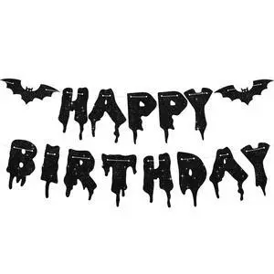 Glitter Black Glitter Happy Birthday Halloween Banner- NO DIY - Halloween Hanging Paper Garland Bunting Banner Decorations, Party Supplies for Kids Boy Girl Birthday Glitter Black Glitter Happy Birthday Halloween Banner- NO DIY - Halloween Hanging Paper Garland Bunting Banner Decorations, Party Supplies for Kids Boy Girl Birthday