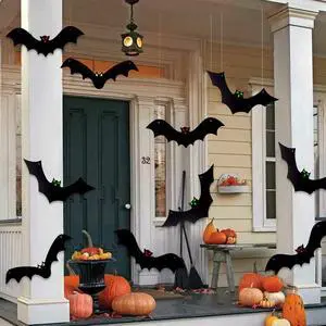Halloween Hanging Bats for 12PCS 3D Halloween Yard Outdoor Decoration | 3 Styles Realistic Scary Large Fake Black Hanging Flying Bat Spooky for Halloween Indoor Sign Lawn Decorations Halloween Hanging Bats for 12PCS 3D Halloween Yard Outdoor Decoration | 3 Styles Realistic Scary Large Fake Black Hanging Flying Bat Spooky for Halloween Indoor Sign Lawn Decorations