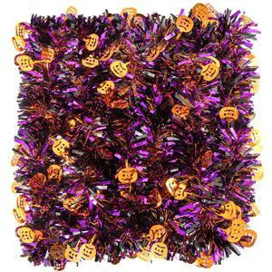 33ft Halloween Tinsel Garland, Metallic Twisted Tinsel Garland Pumpkin Hanging Garland Decoration for Home Tree Fireplace Mantle Home Party Decor 33ft Halloween Tinsel Garland, Metallic Twisted Tinsel Garland Pumpkin Hanging Garland Decoration for Home Tree Fireplace Mantle Home Party Decor