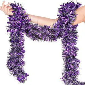3 Pack Halloween Tinsel Garland - Purple Halloween Decorations | 19.6FT Glittering Halloween Garland for Walls, Mantels, Doors, Mardi Gras, Costume Parties, Indoor Outdoor Party Decorations 3 Pack Halloween Tinsel Garland - Purple Halloween Decorations | 19.6FT Glittering Halloween Garland for Walls, Mantels, Doors, Mardi Gras, Costume Parties, Indoor Outdoor Party Decorations