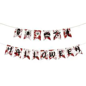 2pcs Halloween Banner, Creative Halloween Hanging Garland with Skeletons Ghosts Pumpkins Spiders Spooky Decorations for Indoor and Outdoor Haunted Houses Party Supplies Accessories 2pcs Halloween Banner, Creative Halloween Hanging Garland with Skeletons Ghosts Pumpkins Spiders Spooky Decorations for Indoor and Outdoor Haunted Houses Party Supplies Accessories