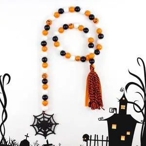 Halloween Tray Decor Wooden Bead Garland | Farmhouse Beads Garlands Halloween Tiered Tray Decorations Wooden Wall Hanging Beads Garland Halloweens Party Decor Orange Halloween Tray Decor Wooden Bead Garland | Farmhouse Beads Garlands Halloween Tiered Tray Decorations Wooden Wall Hanging Beads Garland Halloweens Party Decor Orange