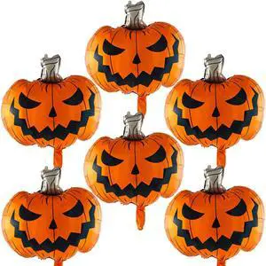 Scary Halloween Pumpkin Balloons 6Pcs - 30 Inch Foil Balloons for Party Decor, Large Metallic Jack O Lantern Balloons with String, Spooky Indoor Outdoor Halloween Decorations Scary Halloween Pumpkin Balloons 6Pcs - 30 Inch Foil Balloons for Party Decor, Large Metallic Jack O Lantern Balloons with String, Spooky Indoor Outdoor Halloween Decorations