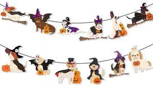 Halloween Dog Decorations Halloween Dog Witch Banner | Cute Spooky Halloween Ghost Dog Garland Bunting for Indoor Wall Home Office Party Halloween Dog Decorations Halloween Dog Witch Banner | Cute Spooky Halloween Ghost Dog Garland Bunting for Indoor Wall Home Office Party