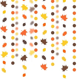 Fall Leaf Garlands for Thanksgiving Party Decorations | Fall Maple Leaves Banner Circle Dots Hanging Garlands for Autumn Harvest Thanksgiving Festival Party Supplies Fall Leaf Garlands for Thanksgiving Party Decorations | Fall Maple Leaves Banner Circle Dots Hanging Garlands for Autumn Harvest Thanksgiving Festival Party Supplies