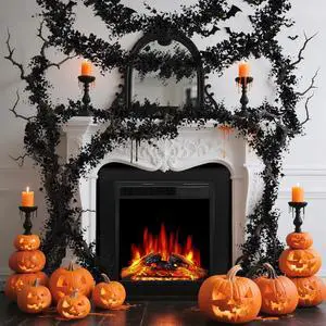 Black Halloween Garland for Mantle - 2PCS Eucalyptus Vines 5.9FT | Artificial Black Eucalyptus Garland, Halloween Mantle Party Decor, Faux Hanging Vines for Fireplace, Wall, Indoor Outdoor Black Halloween Garland for Mantle - 2PCS Eucalyptus Vines 5.9FT | Artificial Black Eucalyptus Garland, Halloween Mantle Party Decor, Faux Hanging Vines for Fireplace, Wall, Indoor Outdoor