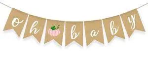 Pink Pumpkin Baby Banner Burlap Fall Garland Autumn Themed Baby Shower Decoration Halloween Girl Gender Reveal Supplies Pink Pumpkin Baby Banner Burlap Fall Garland Autumn Themed Baby Shower Decoration Halloween Girl Gender Reveal Supplies