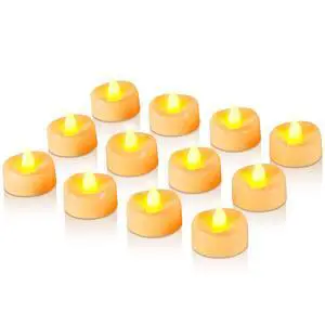 LED Tea Lights Battery Operated, 200+Hour Flickering Votive Candles | 12 Pack Realistic Fake Flameless TeaLights for Wedding Party Halloween Thanksgiving Christmas Decorations, Ivory Base LED Tea Lights Battery Operated, 200+Hour Flickering Votive Candles | 12 Pack Realistic Fake Flameless TeaLights for Wedding Party Halloween Thanksgiving Christmas Decorations, Ivory Base