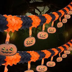 2 Pcs Halloween Party Pull Flower Decoration Halloween Paper Garland Banners Pumpkin Flowers Hanging Type Home Hotel Office Party Garden Bar Decor (9.9ft Each) 2 Pcs Halloween Party Pull Flower Decoration Halloween Paper Garland Banners Pumpkin Flowers Hanging Type Home Hotel Office Party Garden Bar Decor (9.9ft Each)