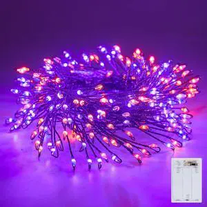 Fairy Lights Battery Operated, Twinkle String Lights 5ft 60LED | Waterproof Firecracker Starry Lights for Wreath Home Wedding Party Bedroom Mason Jar Halloween Decorations, Orange&Purple Fairy Lights Battery Operated, Twinkle String Lights 5ft 60LED | Waterproof Firecracker Starry Lights for Wreath Home Wedding Party Bedroom Mason Jar Halloween Decorations, Orange&Purple