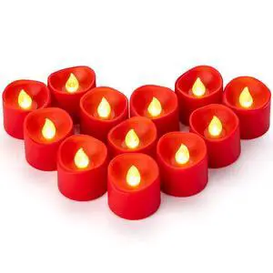 12 Pack Flameless Red Tea Light Battery Operated, Flickering LED Red Votive Candles Outdoor Flicker Electric Fake Tealight Candles Bulk for Christmas Halloween Wedding Romantic Party Decorations 12 Pack Flameless Red Tea Light Battery Operated, Flickering LED Red Votive Candles Outdoor Flicker Electric Fake Tealight Candles Bulk for Christmas Halloween Wedding Romantic Party Decorations