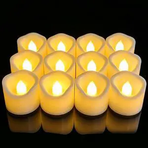 12 Pack Battery Operated Votive Candles Flameless Tea Light Candles | Cream White, Plastic Electric LED Lights, Plastic, Tealights for Wedding Party Halloween Thanksgiving Christmas Decoration 12 Pack Battery Operated Votive Candles Flameless Tea Light Candles | Cream White, Plastic Electric LED Lights, Plastic, Tealights for Wedding Party Halloween Thanksgiving Christmas Decoration