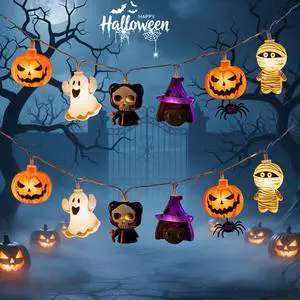 Halloween String Lights, 4.9Ft 10 LED Fall Fairy Lights Skull String Lights Halloween Decor Autumn Light Battery Optional 2 Flashing Modes Cute Lights 2026 Indoor Outdoor Decor for Home Yard Patio Halloween String Lights, 4.9Ft 10 LED Fall Fairy Lights Skull String Lights Halloween Decor Autumn Light Battery Optional 2 Flashing Modes Cute Lights 2026 Indoor Outdoor Decor for Home Yard Patio