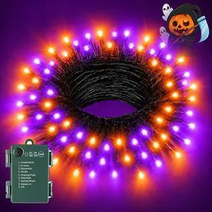 Orange Purple Halloween Lights String Waterproof for Halloween Decorations, Timer 8 Modes Battery Operated String Lights 50LED 17FT for Indoor and Outdoor Orange Purple Halloween Lights String Waterproof for Halloween Decorations, Timer 8 Modes Battery Operated String Lights 50LED 17FT for Indoor and Outdoor
