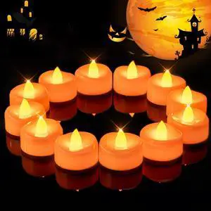 12 Pack Orange Tea Lights Candles Battery Operated, 200+ Hours | Flickering Flameless LED Tealight Candles,Bright Small Candles for Pumpkin,Jack O Lanterns,Theme Party, Halloween, Fall Decor 12 Pack Orange Tea Lights Candles Battery Operated, 200+ Hours | Flickering Flameless LED Tealight Candles,Bright Small Candles for Pumpkin,Jack O Lanterns,Theme Party, Halloween, Fall Decor