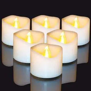 6 PCS Battery Operated Votive Candles LED Flameless Tealights | Plastic, Electric Fake Tea Lights, Halloween Pumpkin Lights, Jack O Lantern Decor, for Wedding, Christmas, Table Centerpieces 6 PCS Battery Operated Votive Candles LED Flameless Tealights | Plastic, Electric Fake Tea Lights, Halloween Pumpkin Lights, Jack O Lantern Decor, for Wedding, Christmas, Table Centerpieces