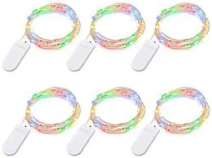 Battery Fairy Lights, 6 Pack 20 LED Multi-Colour Silver Wire | 6.6Ft/2Meter string lights with CR2032 batteries included, perfect for DIY crafts,bedrooms,weddings,christmasand holidaydécor Battery Fairy Lights, 6 Pack 20 LED Multi-Colour Silver Wire | 6.6Ft/2Meter string lights with CR2032 batteries included, perfect for DIY crafts,bedrooms,weddings,christmasand holidaydécor