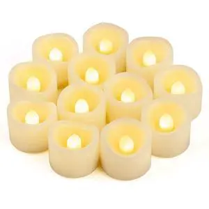 12 PCS LED Flameless Flickering Tea Lights Votive Candle Battery Operated/Electric Flicker LED Tealight Bulk Fake Candles for Halloween Christmas Wedding Party Decorations (Warm White) 12 PCS LED Flameless Flickering Tea Lights Votive Candle Battery Operated/Electric Flicker LED Tealight Bulk Fake Candles for Halloween Christmas Wedding Party Decorations (Warm White)