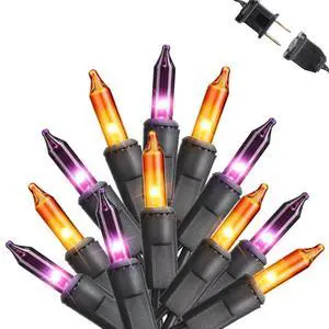 Orange & Purple Halloween Lights, 12.5ft 50 Count Incandescent String Light | UL Certified Connectable Mini Bulbs String Lights for Outdoor, Indoor, Garden, Porch, Party, Home, Halloween Decor Orange & Purple Halloween Lights, 12.5ft 50 Count Incandescent String Light | UL Certified Connectable Mini Bulbs String Lights for Outdoor, Indoor, Garden, Porch, Party, Home, Halloween Decor