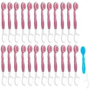 Mini Disposable Toothbrushes with Toothpaste 5 in 1 Travel Toothbrush Individually Wrapped Portable with Toothpaste + Tongue Scraper + Picks+Floss Travel Case (Peach, 10) Mini Disposable Toothbrushes with Toothpaste 5 in 1 Travel Toothbrush Individually Wrapped Portable with Toothpaste + Tongue Scraper + Picks+Floss Travel Case (Peach, 10)