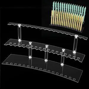Acrylic Pen Display Stand, 30 Slots Pen Holder Organizer, 2 Tier 1.3cm Wide Detachable Clear Pen Display Stand for Fountain Pens, Makeup Brushes, Art Supplies, Office, School, Home Acrylic Pen Display Stand, 30 Slots Pen Holder Organizer, 2 Tier 1.3cm Wide Detachable Clear Pen Display Stand for Fountain Pens, Makeup Brushes, Art Supplies, Office, School, Home