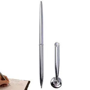 Desk Pen Set with Metal Stand, Silver Guest Signing Pen with Round Base Holder, Office Ballpoint Set for Home Hotel Counter Pens Bank Lobbies Office School Desk Pen Set with Metal Stand, Silver Guest Signing Pen with Round Base Holder, Office Ballpoint Set for Home Hotel Counter Pens Bank Lobbies Office School
